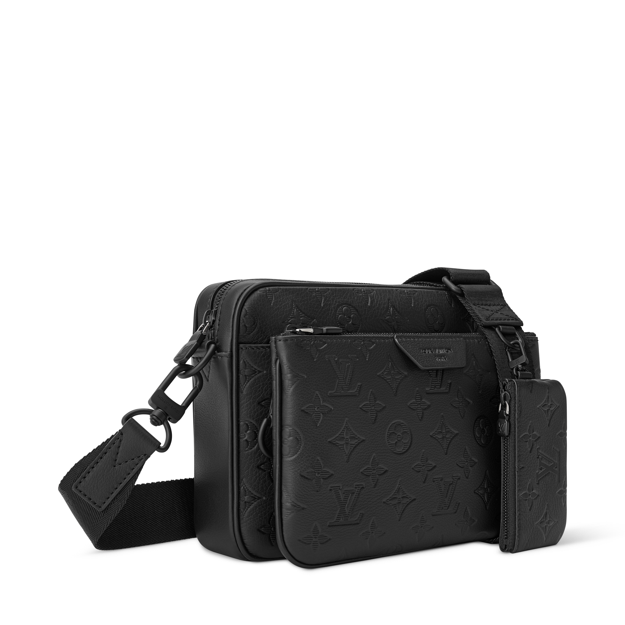 Trio Messenger Bag - Luxury Monogram Shadow Leather Black | LOUIS
